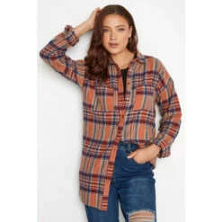 Cheap 🧨 Long Tall Sally Tall Orange Check 👚 Shirt For Female 🥰