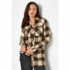 Outlet 🎁 Long Tall Sally Tall Check Button Through 👕 Shirt For Female 🛒
