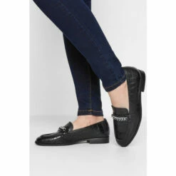 Cheap 🛒 Long Tall Sally Croc Chain Detail Loafers For Female 🧨