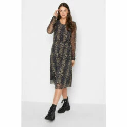 Best Sale 🤩 Long Tall Sally Tall Leopard Print Mesh Midi 👗 Dress For Female ⌛