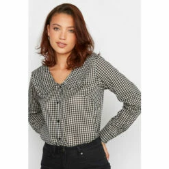 Best deal 🧨 Long Tall Sally Tall Gingham Collar 👚 Shirt For Female 😀