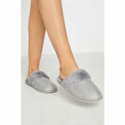Best Sale โค๏ธ Long Tall Sally Fur Cuff Mule Slippers For Female ๐
